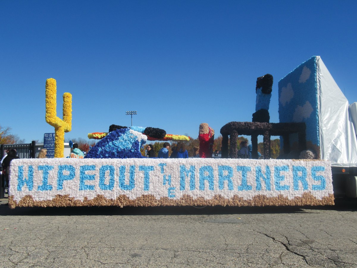 FANTASTIC FROSH: The Class of 2026 float read “Wipe out the Mariners.”